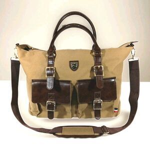 Cremieux Travel Collection Large Canvas Shoulder Two-Handle Tote Bag Zip Closure